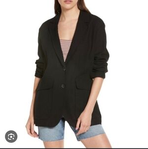 Madewell women's blazer breezewoven Larsen linen blend black Pockets size XS.